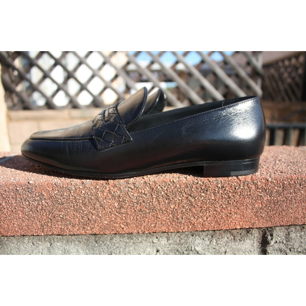 Bottega Veneta Women's Black Intrecciato Leather Penny Loafers - Size 36 - Picture 7 of 12